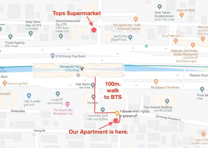 T1 Large Full Kitchen 100m. To Bts
